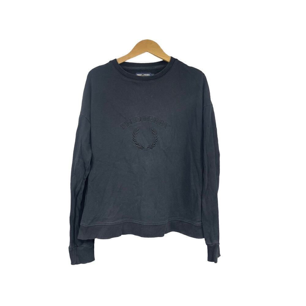 Fred Perry Black Fashion Pullover Sweatshirt Logo Golf Sport Womens 10